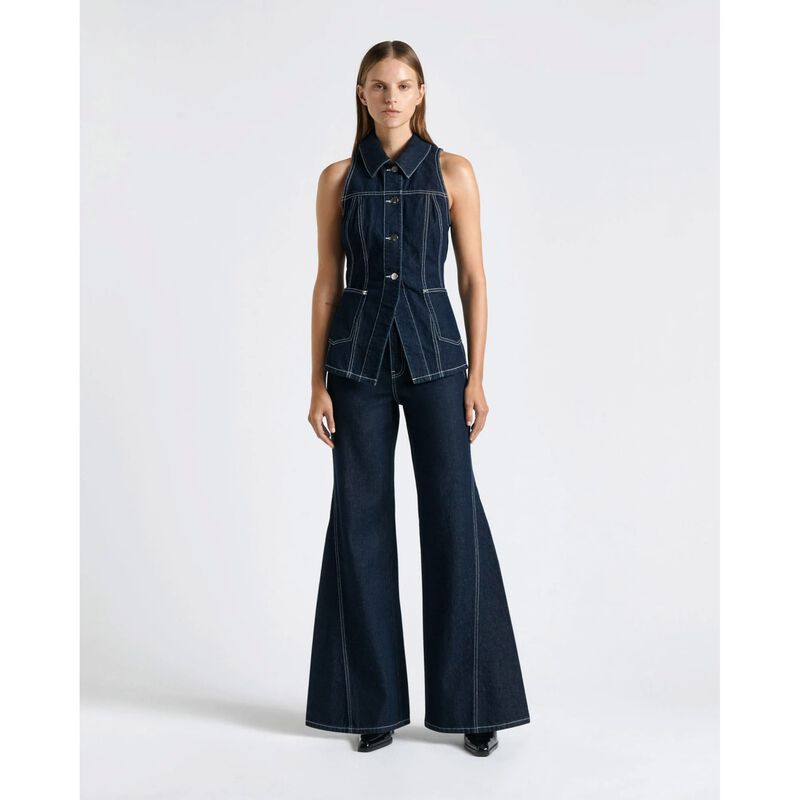 Cue Dark Indigo Denim Flared Jean image number 3
